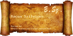 Bacsa Szilviusz névjegykártya